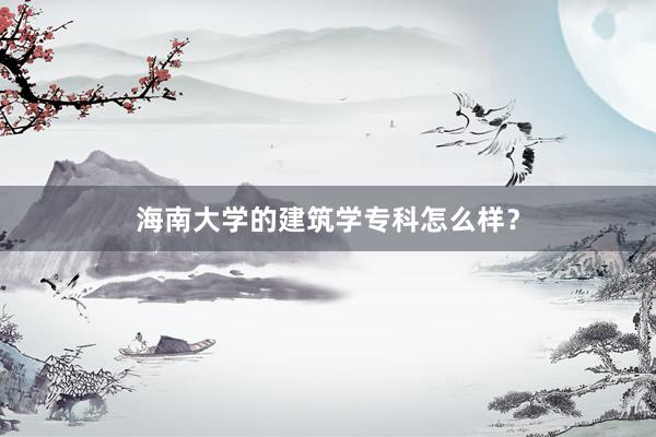 海南大学的建筑学专科怎么样？