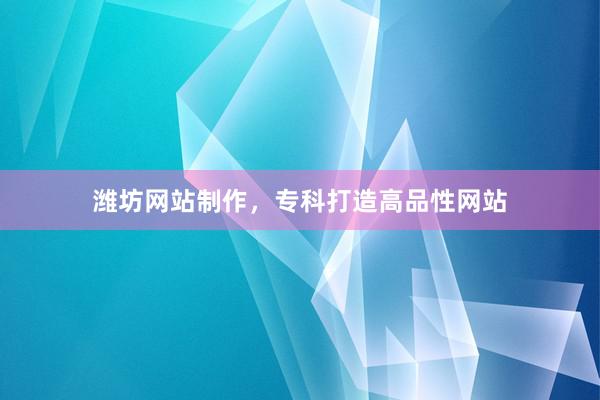 潍坊网站制作,专科打造高品性网站